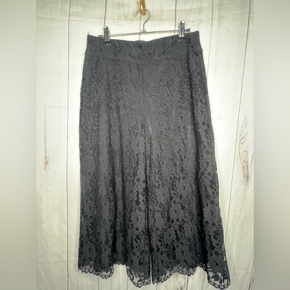 Jackie Jon New York WIDE LEG  black lace cropped lace pants size small